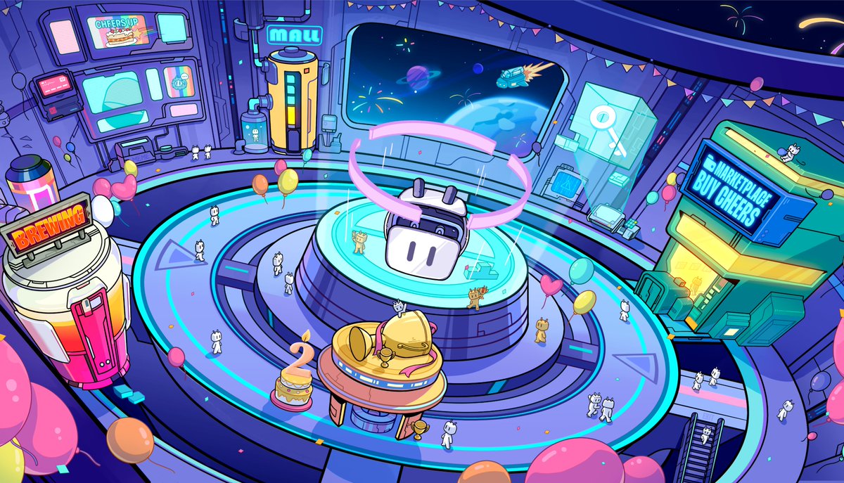 🚀🥂 庆祝 Cheers UP二周年暨端午节快乐!

感谢大家两年来对 #CheersUP 的陪伴与支持！话不多说 送福利啦，爱你们🥰

🎁 5张bilibili大会员 + 3件干杯T恤 + 2只太空人

1⃣Follow <a href="/CheersUP_NFT/">Cheers UP</a>
2⃣RT +🩷+ Tag 3
3⃣Comment干杯合影👇有更多惊喜噢

😉DC和WX群有更多抽奖噢～干杯🍻
#CUPanniversary #NFT