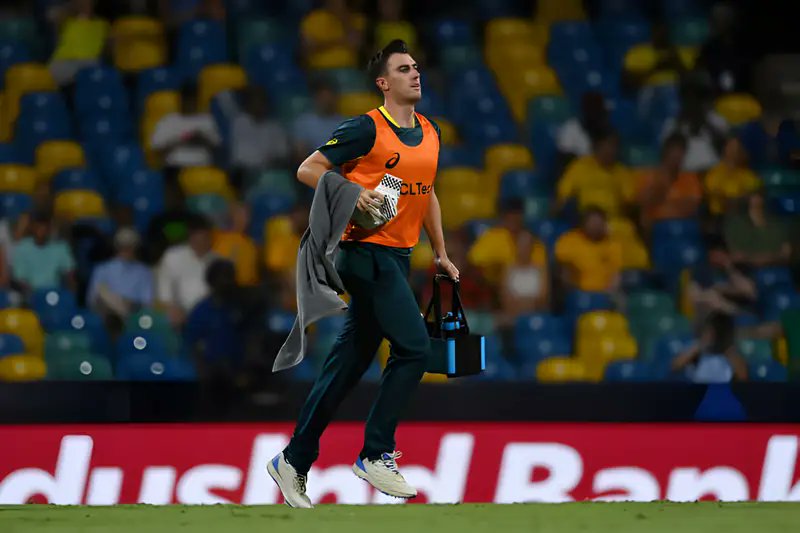 World Cup winning Captain Pat Cummins giving drinks to the players during the Oman match. ❣️