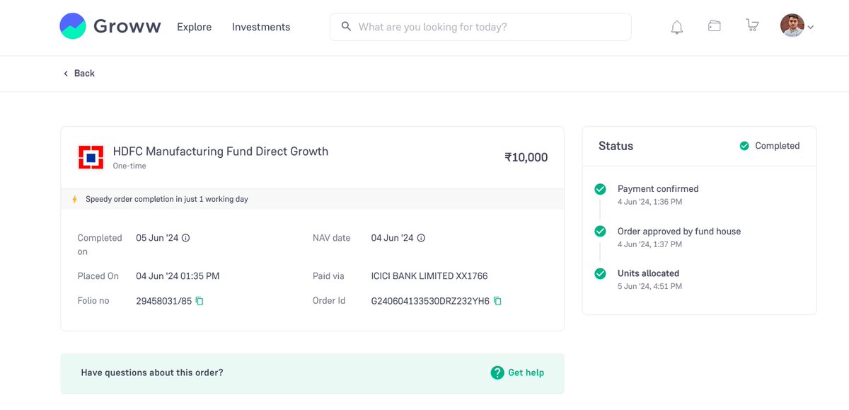 VinodSainiIndia's tweet photo. @_groww @SEBI_India @PMOIndia @aajtak @ZeeNews @jagograhakjago 

See how investment companies doing fraud with investers. Invested on 4th June before 2PM but NAV value alloted based on 5thJune Closing Market. 
#GrowwScam #GrowwCheats #GrowwFraud #GrowwLoots https://t.co/TVLCSNexwn