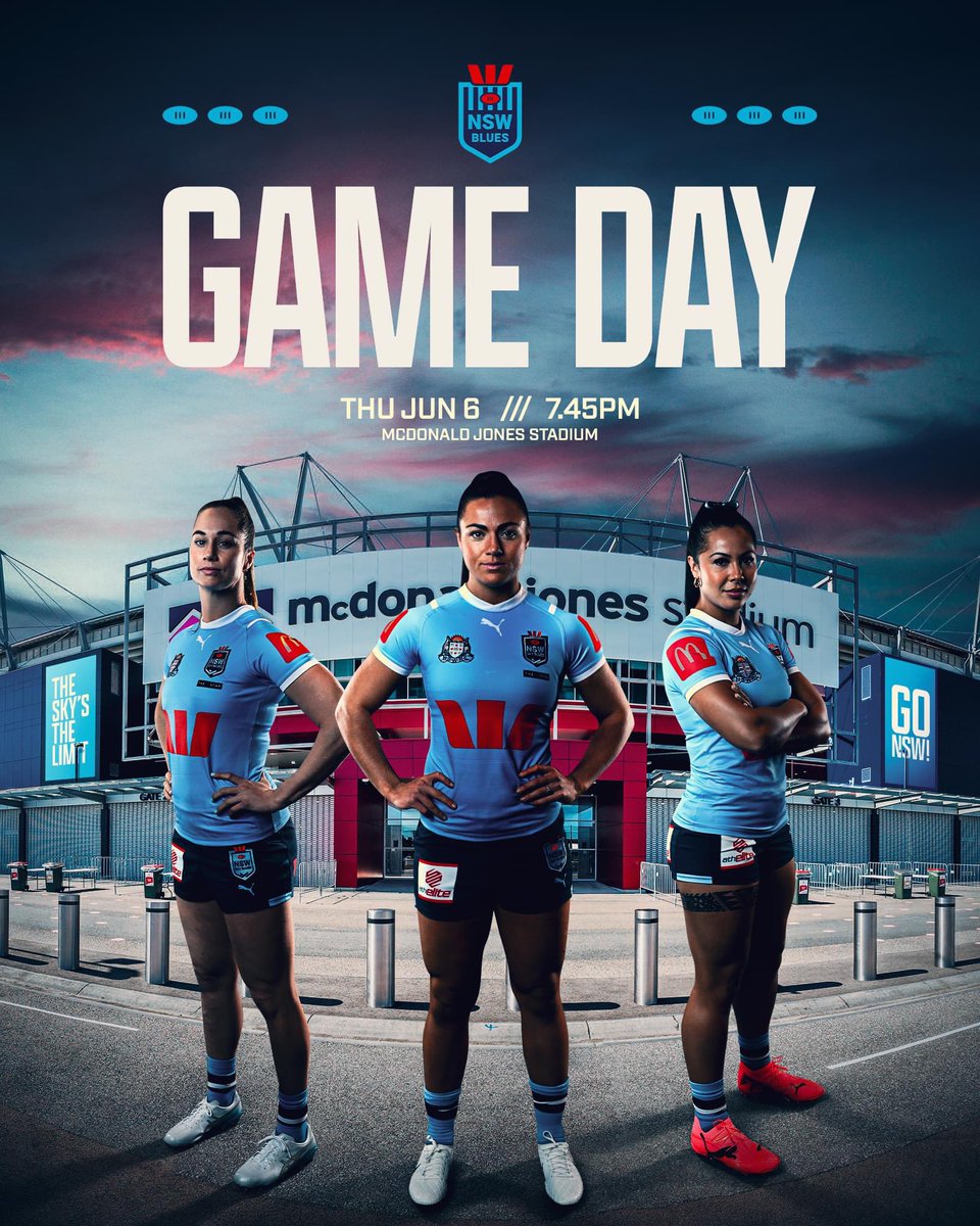 DamoTheFlagMan's tweet photo. Looking forward to seeing the @nswskyblues girls play tonight and hopefully lifting the shield at @MJStadium #NSWSkyBlues #Origin #BLUECASTLE 💙💙💙💙💙💙 https://t.co/FomypEcCLO