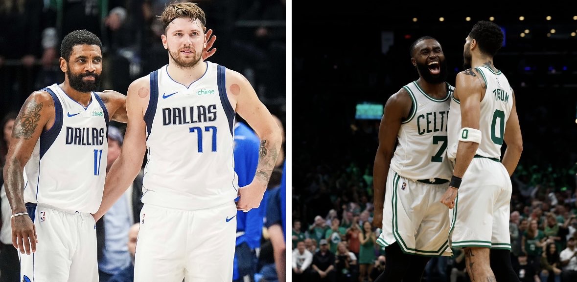 NBA finals will come down to whose Big 2 exhibits the stronger will. The duo playing with more moxie, more sense of urgency, more alpha energy, and the one doing the mental and physical bullying. Advantage ⁦<a href="/KyrieIrving/">Kyrie🤞🏾</a>⁩ &amp; ⁦@luka7doncic⁩. Mavs in 7. Luka Finals mvp.