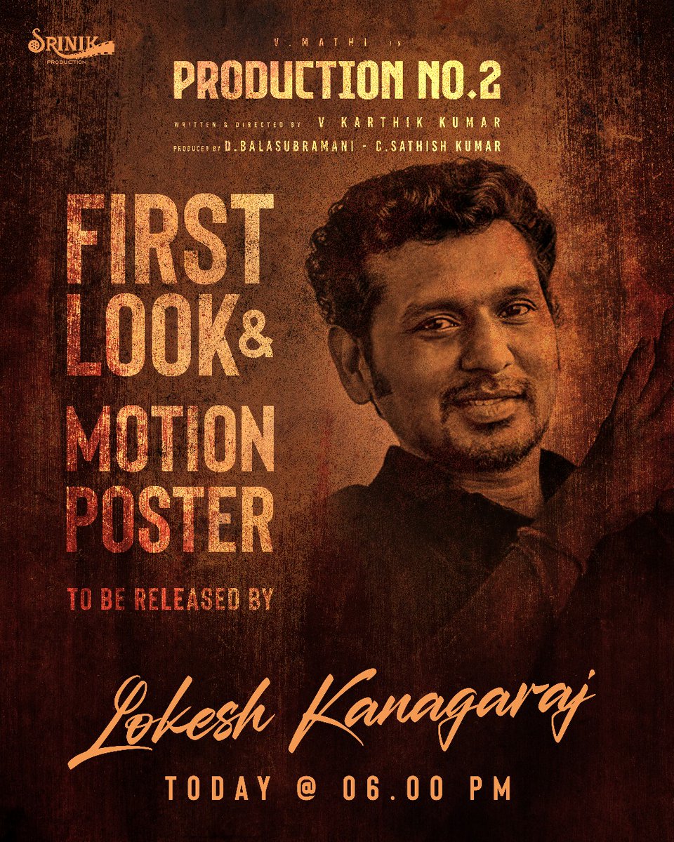 Srinik Production (@srinik_prod) on Twitter photo Our dynamic Production No: 2.... First look and motion Poster to be revealed by <a href="/Dir_Lokesh/">Lokesh Kanagaraj</a>
<a href="/Srinik_Prod/">Srinik Production</a> <a href="/sathish1686/">sathishkumar</a> <a href="/MathiyalaganV9/">Mathiyalagan V</a> <a href="/vkkwriter/">கதாசிரியர் கே கே</a> <a href="/franklinrchrd/">franklin richard</a>
<a href="/vanithavijayku1/">Vanitha</a> <a href="/ShritaRao/">Shrrita Rao 🦋</a> <a href="/teamaimpr/">Team AIM</a> <a href="/itsselvaa/">Selvaa</a> <a href="/umapathyraja/">Umapathy Raja</a> Our dynamic Production No: 2.... First look and motion Poster to be revealed by <a href="/Dir_Lokesh/">Lokesh Kanagaraj</a>
<a href="/Srinik_Prod/">Srinik Production</a> <a href="/sathish1686/">sathishkumar</a> <a href="/MathiyalaganV9/">Mathiyalagan V</a> <a href="/vkkwriter/">கதாசிரியர் கே கே</a> <a href="/franklinrchrd/">franklin richard</a>
<a href="/vanithavijayku1/">Vanitha</a> <a href="/ShritaRao/">Shrrita Rao 🦋</a> <a href="/teamaimpr/">Team AIM</a> <a href="/itsselvaa/">Selvaa</a> <a href="/umapathyraja/">Umapathy Raja</a>