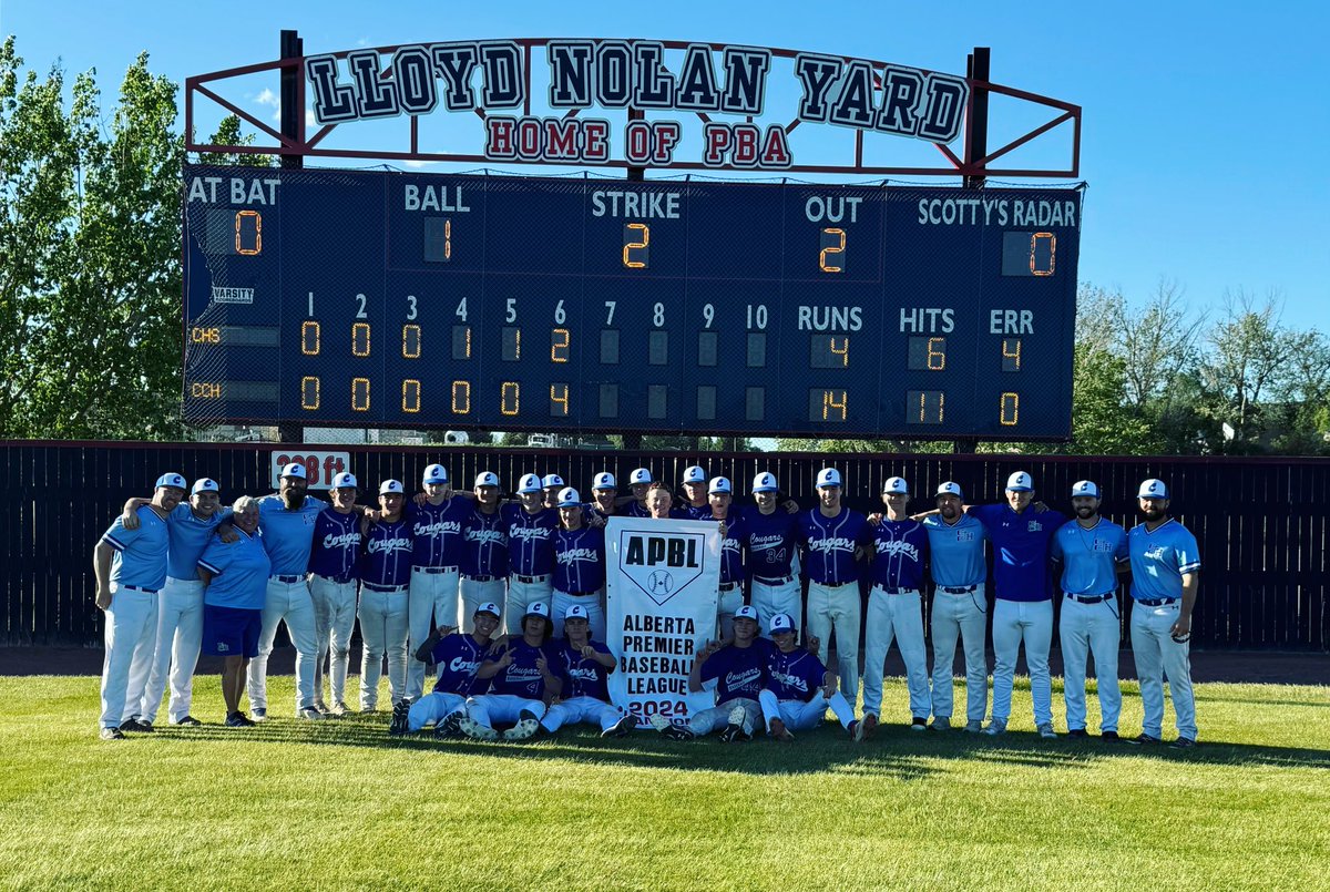 cchschool's tweet photo. Congratulations to our 2024 CCH Baseball Team for defeating Chinook 14-4 to secure the Championship title and banner! We are proud of you! #hs4 #rollcougs https://t.co/DiuJHLDxqZ