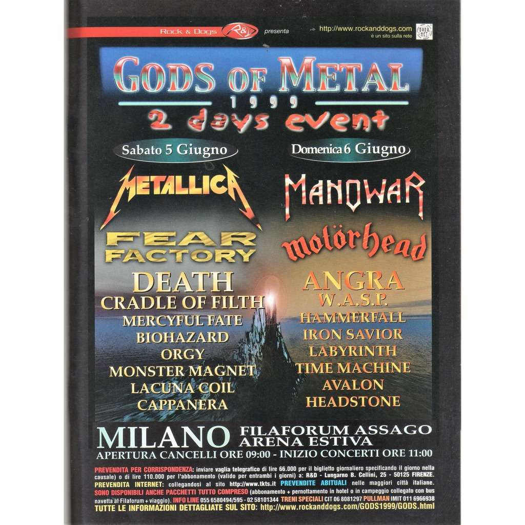 MaxxGhe's tweet photo. 06/06/1999.
Si svolge l'edizione annuale del Gods Of Metal divisa in due date (5, 6 Giugno).
Master of Puppets: https://t.co/ZkOv3rtFmm
Bomber: https://t.co/3gXSknhPav
Nessun Dorma: https://t.co/EjwUgsoIi7
#GodsOfMetal https://t.co/fWApUlwft9