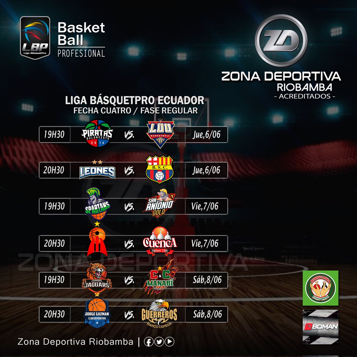roldan_jimmy's tweet image. #LigaBásquetPro
¡𝙋𝙍𝙊́𝙓𝙄𝙈𝘼 𝙅𝙊𝙍𝙉𝘼𝘿𝘼!
#Temporada2024

Así se jugará la #FechaCUATRO de la @LigaBasquetpro / #FaseRegular.

☑ #Leones de #Riobamba en pos de la punta, reciben en su guarida a @BarcelonaSC.

#BasquetPass
Informa: #JimmyRoldán
#ZonaDeportivaRiobamba