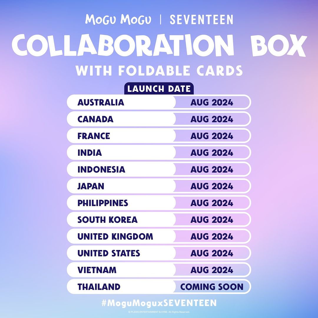 seventeenphil's tweet photo. 240606 #SEVENTEEN Mogu Mogu Manila Instagram Update
 
“🌟 Exciting News! 🌟

We're thrilled to announce the launch of the Mogu Mogu X SEVENTEEN Collaboration box with Foldable cards! 🩷🩵🎉✨ 
Get ready for an incredible experience with your favorite snack drink.

📅 Launch Date: August 2024 onwards
🔜 Stay tuned for more details coming soon!”
🔗 https://t.co/JkGrMAcUVM
@pledis_17

- 🌸