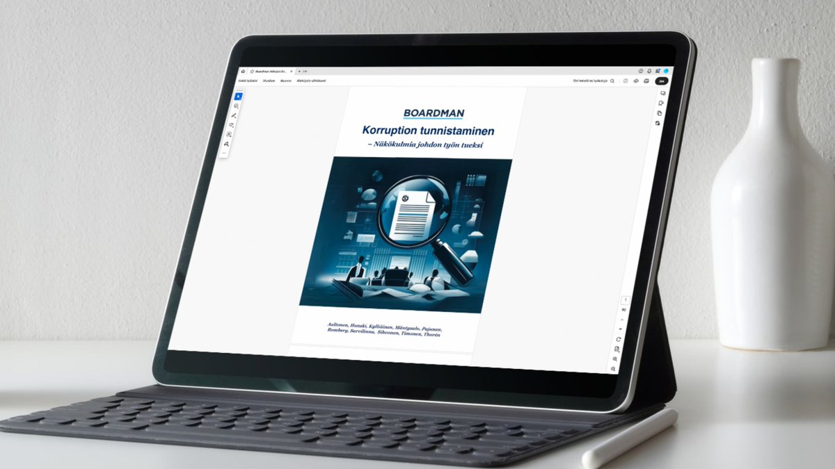 Uusi Boardman Advisorsin Korruption tunnistaminen –artikkelikokoelma on julkistettu ja luettavissa Boardmanin sivuilta! Lataa digitaalinen artikkelikokoelma maksuttomasti tästä: boardman.fi/uutiset/uusi-b…
#Boardmanadvisors #OHJ #korruptio