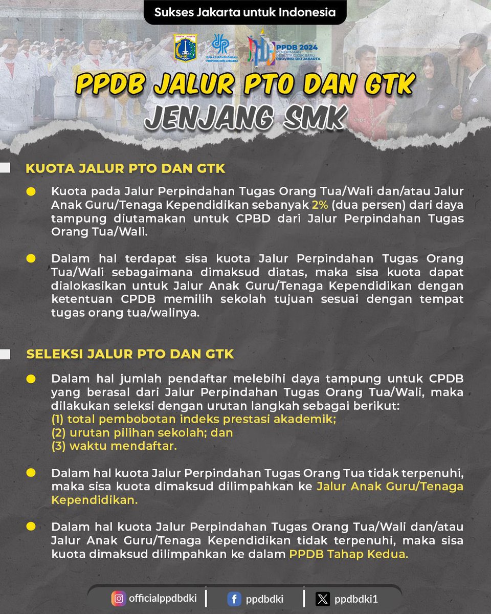 DKIJakarta's tweet photo. Cek media sosial dan kontak resmi PPDB Provinsi DKI Jakarta di @Disdik_DKI untuk informasi selengkapnya ya.
Sumber: @Disdik_DKI
#dkijakarta #suksesjakartauntukindonesia #jagajakarta
#ppdbdkijakarta #ppdbdarirumah #dinaspendidikandki #ppdbsmk #ppdb2024 https://t.co/R4oa2FN2Wo
