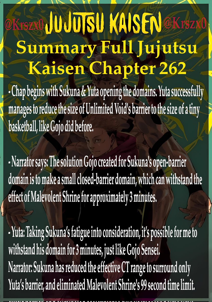 Krszx0's tweet photo. Jujutsu Kaisen Chapter 262 Summary Leaks
#JJK262 #JJKSpoilers https://t.co/IALG7c6wdR