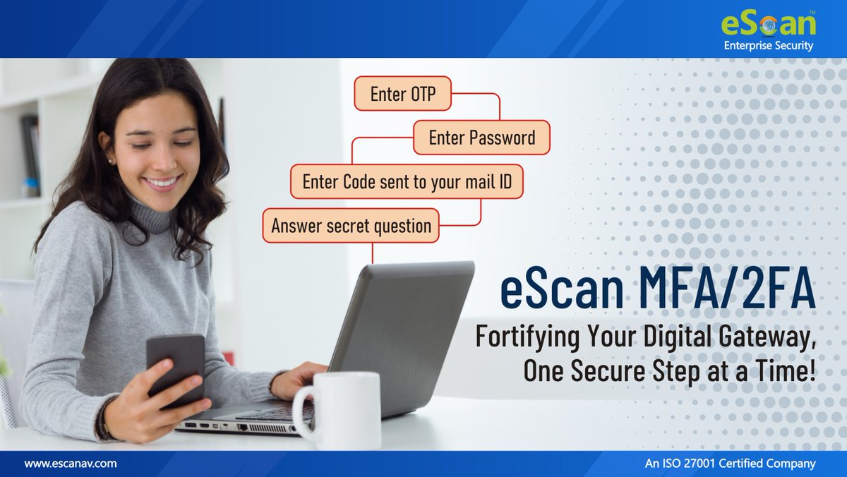 escan_tweet's tweet photo. 🔐✨ eScan MFA/2FA: Fortifying Your Digital Gateway, One Secure Step at a Time! 🚀🌐
🌐 #eScan #MFA #2FA #CyberSecurity #DigitalFortress #SecureAccess #eScanSecurity https://t.co/QlVvhWTPg8