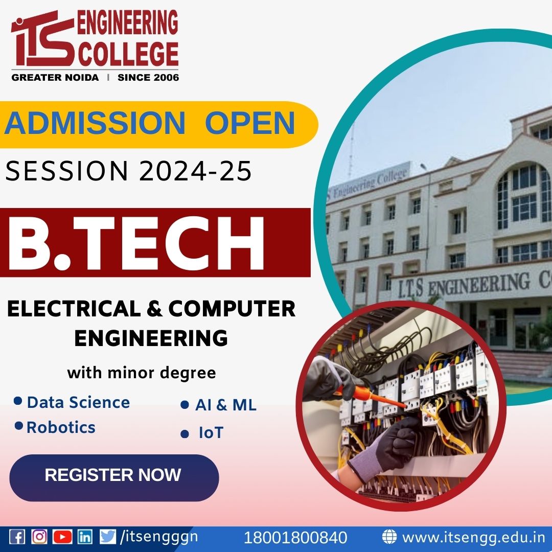 ITSEngggn's tweet image. Transform your future with a B.Tech in Electrical &amp;amp; Computer Engineering at ITS Engineering College, Greater Noida! Embrace innovation and technology. Apply now! #ITSEC #Admissions2024 #BtechAdmissions #ECE #GreaterNoida