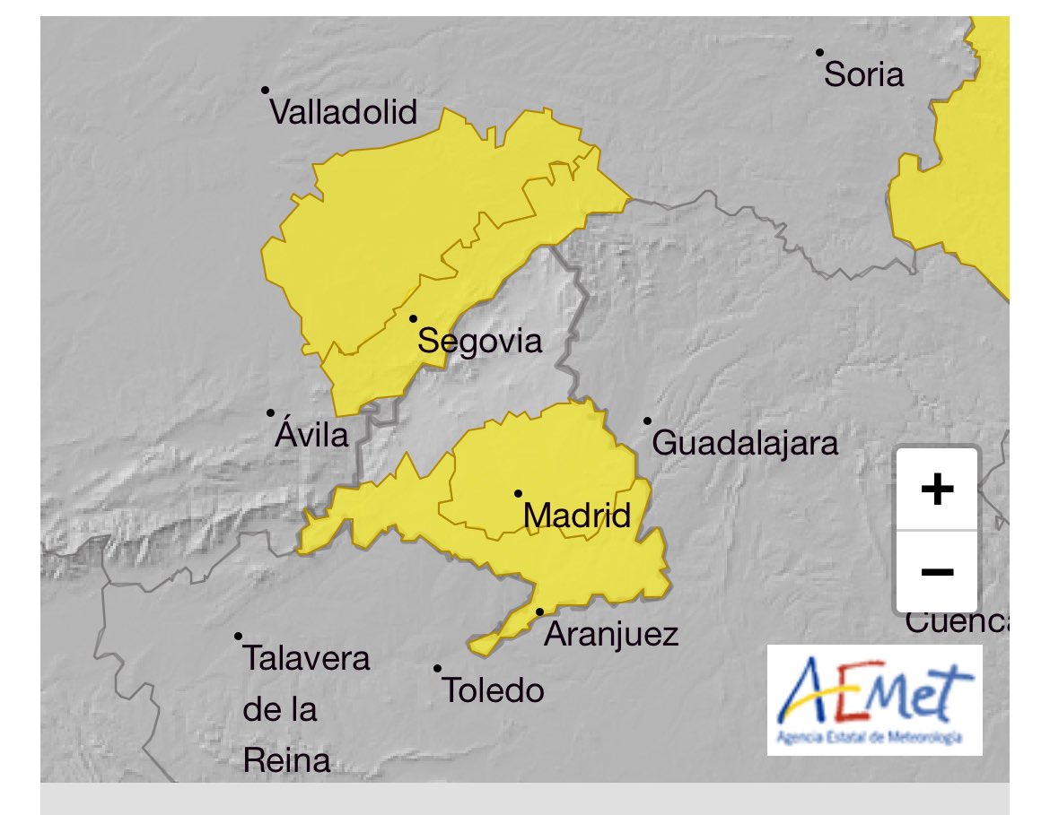 AvIlustracion's tweet photo. Buenos días. 21° en el @BarrioDelPilarM @avipenagrande . Noche de calor que anticipa un día de #calor y #calima. @AEMET_Madrid activa el #avisoAmarillo ⚠️🟡 (36° previstos hoy). ‼️ OJO también a la posibilidad de #amagos #tormentosos hoy y a posibles #reventones secos. https://t.co/WQEQZ0ZGED