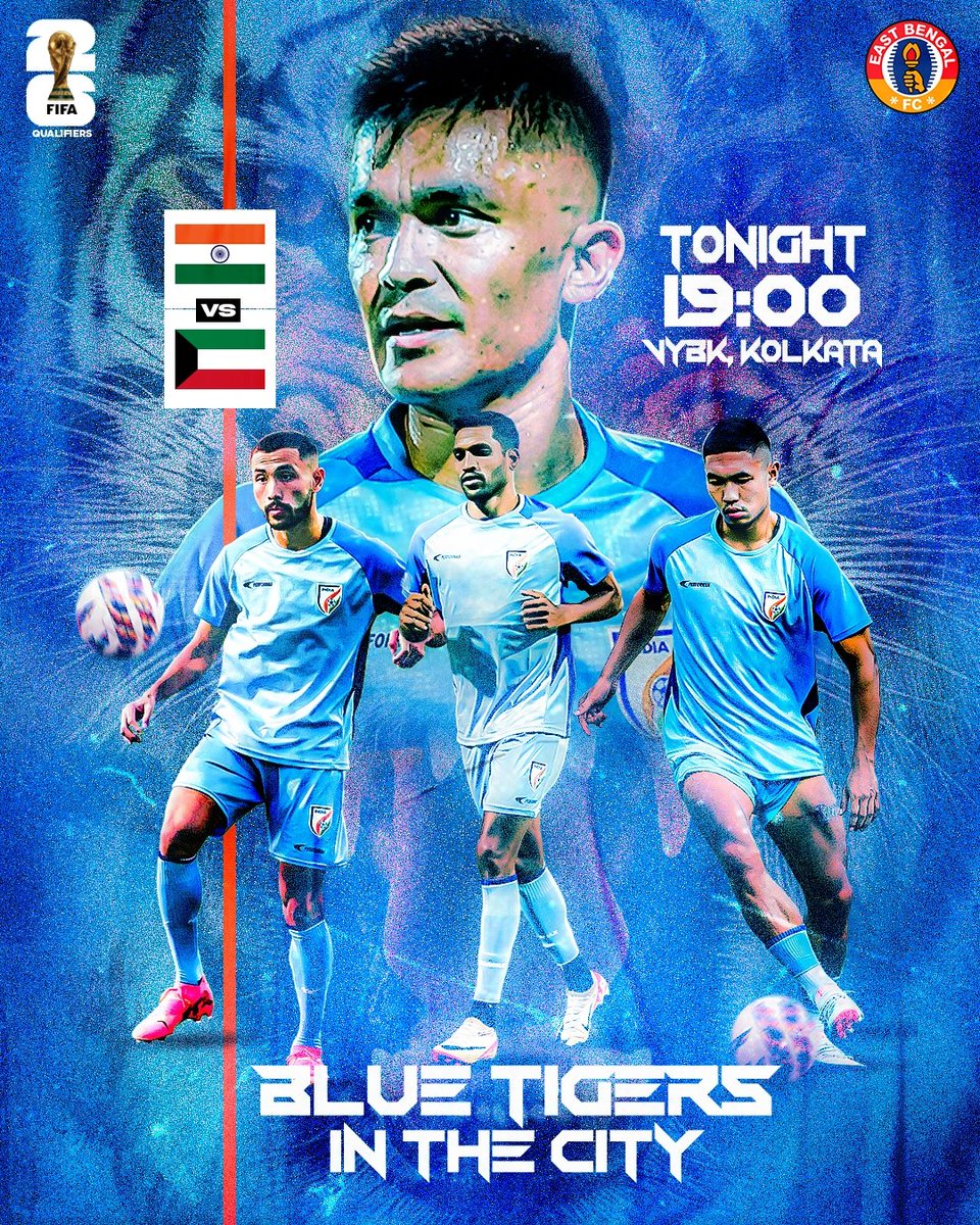eastbengal_fc's tweet photo. All roads will lead to the VYBK this evening! 🇮🇳

Let's make the occasion special, #BlueTigers! 💙🐅

Watch #INDKUW live on JioCinema and Sports18. 📺

#IndianFootball #BackTheBlue #FIFAWorldCupQualifiers https://t.co/hAYsjpc8pd