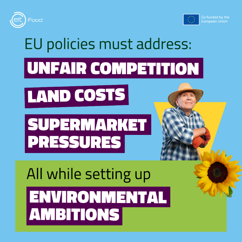 EITFood's tweet photo. Farmers across the #EU are voicing their struggles.🚜 Reasons vary from increasing costs to unfair competition &amp; environmental changes.

We need a #RegenerativeFoodSystem supporting farmers, says our CEO Richard.

How can we help? https://t.co/0hwtgHtu3O

#RegenerateToAccelerate