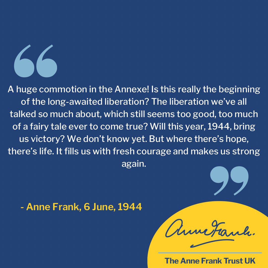 6th June, 1944, Anne Frank wrote in her diary, ‘This is D-Day,' the BBC announced at twelve. 'This is the day.' 

On D Day 80, we remember the generation who made huge sacrifices to restore democracy and freedom in Europe.