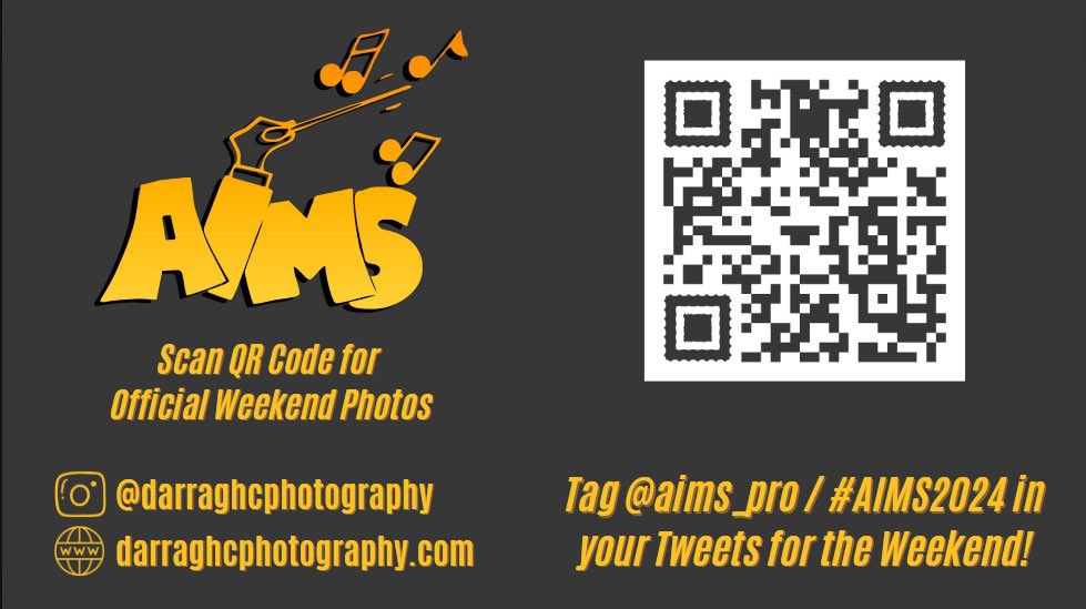 aims_pro's tweet photo. Your AIMS Countdown continues with only 8 days to go! The brilliant Darragh Carroll will be capturing all the magic moments over the weekend so be sure to use the #AIMS2024 and all the photos will be uploaded after the weekend! #scantheQRCode #getreadytobesnappped #AIMS2024 xx😉 https://t.co/nGLZsRlJm3
