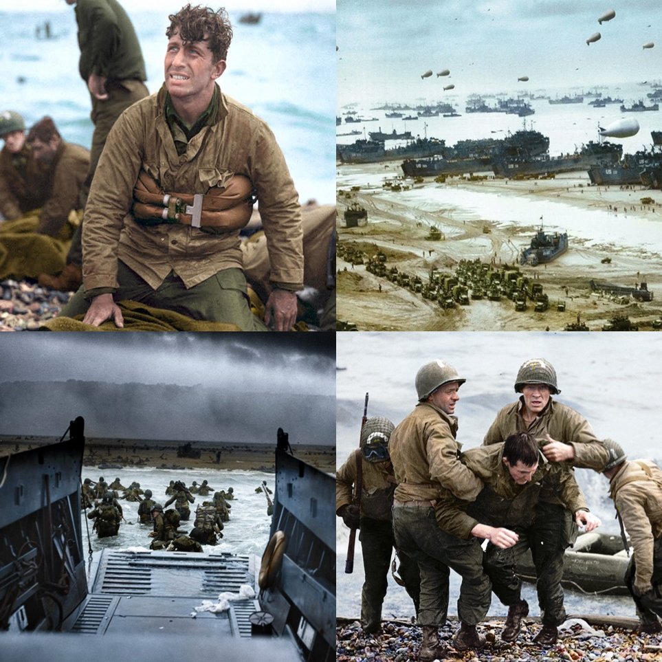Le débarquement du 6 juin 1944 comme vous ne l'avez jamais vu : voici des photographies d'époque colorisées.

Les chiffres du D-Day sont éloquents : 156 177 combattants déployés, 2 727 bateaux, 2 500 engins de débarquement, 700 navires de guerre, 21 convois, etc. 🔽