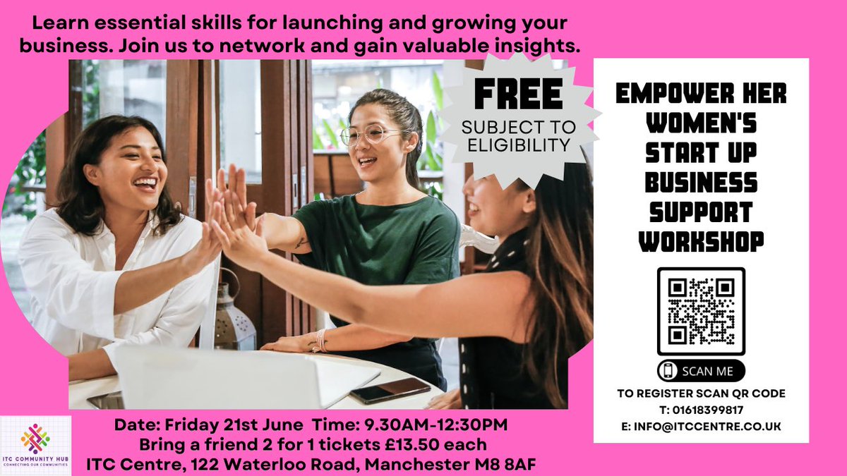 👭Empower Her Womens Start up Business Support Workshop👭

*FREE* Tickets (subject to eligibility) 

Are you passionate about a new business idea?
Apprehensive about starting out on your own? 

📆Date: Fri 21st June
⏰Time: 9.30am - 12.30pm
Register now! forms.gle/JGCjx5EEfwJvgU…