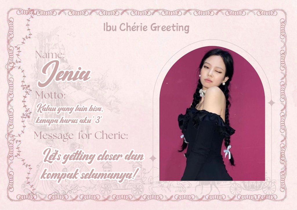 𝕮𝖍𝖊𝖗𝖎𝖊𝖒𝖆𝖙𝖊𝖘 katanya tak kenal maka tak tuang. Jadi kenalin aku Jenia, bisa dipanggil Jeni, Jen, Jenia asal jangan Nia aja. Nanti dikira 𝘕𝘪𝘢 𝘙𝘢𝘮𝘢𝘥𝘩𝘢𝘯𝘪 wkwkwk. As starter for a long-time conversation, boleh dong drop lagu yang akhir-akhir ini kalian dengerin