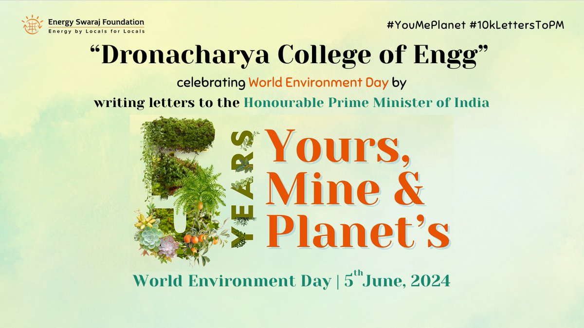dronacharya_123's tweet image. Excited to participate in #ActionForClimateCorrection by writing a letter to our Honourable Prime Minister on #WorldEnvironmentDay. 

upload your letter at :-
forms.gle/qxH6SXE21rhSWY…
#YouMePlanet #10kLettersToPM @PMOIndia @Energy_Swaraj