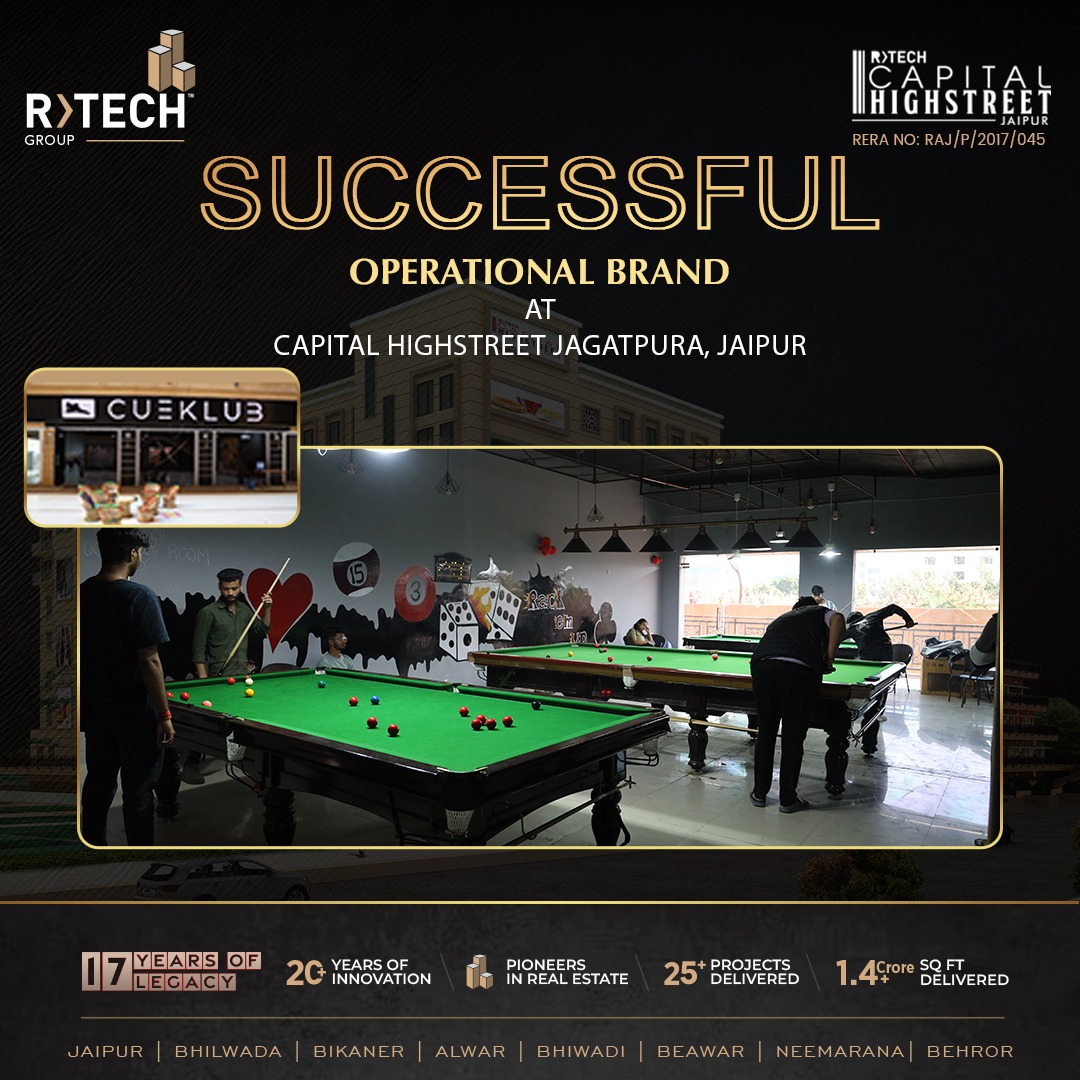 rtech_group's tweet photo. Cueklub at Capital Highstreet, Mahal Road, Jagatpura, Jaipur: A premier billiards play area offering a sophisticated and fun environment for billiards enthusiasts to enjoy their game
#Rtechgroup #cueklub #capitalhighstreet #jaipur #operationalbrand #success #jagatpura #mahalroad https://t.co/6Nj88jhPHL