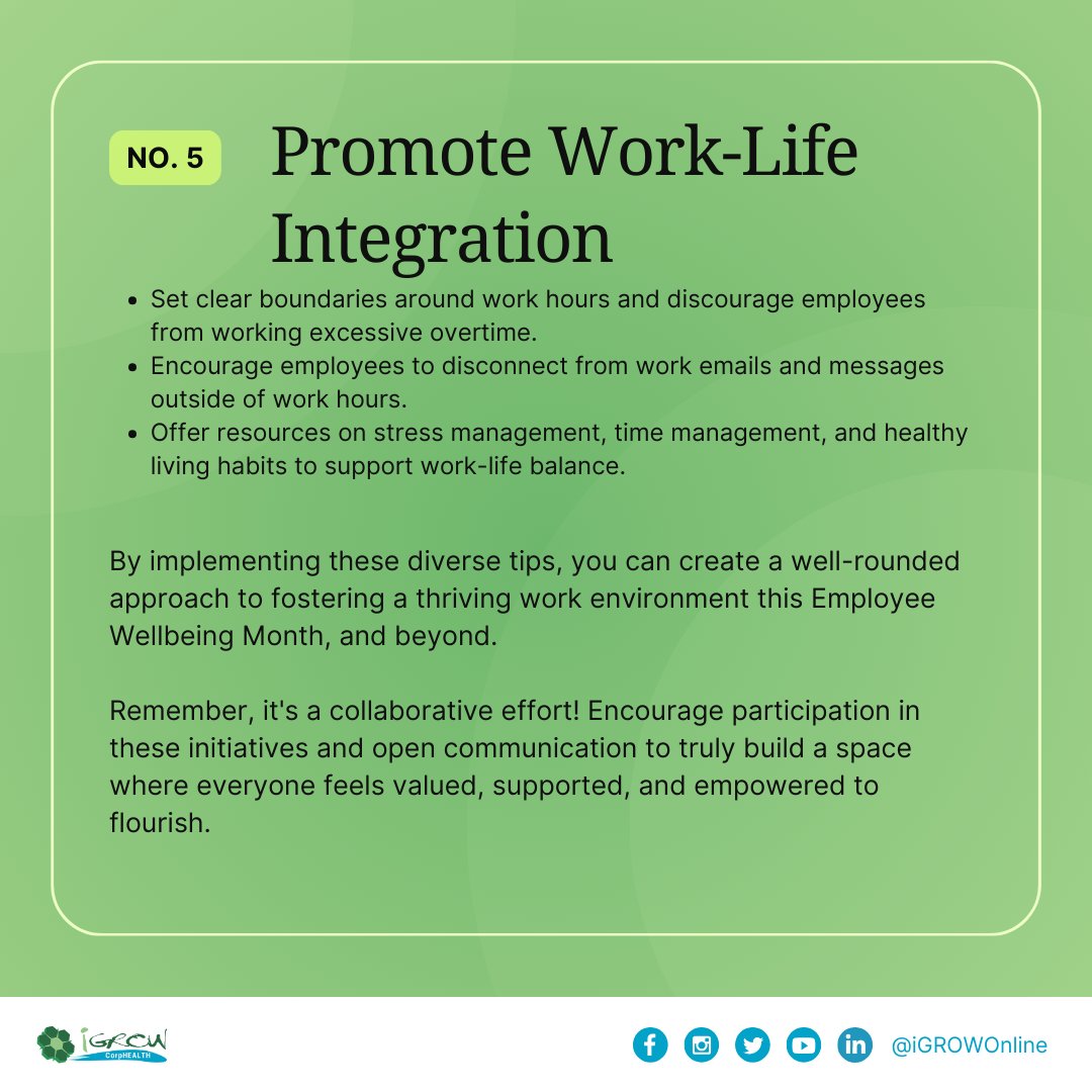 iGROWOnline's tweet photo. 🌟 Elevate your workplace culture this Employee Wellbeing Month with our top tips! 🌟

#EmployeeWellbeing #WorkplaceCulture #iGROWOnline https://t.co/AgyGTnGkw4