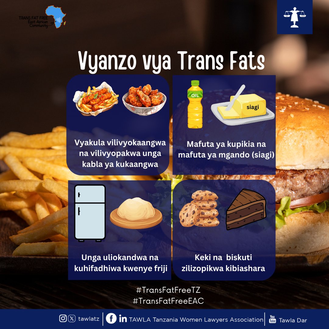 sonnino123's tweet photo. Vyanzo Vya #TransFatAcid ambavyo hutupelekea kupata magonjwa yasiyoambukizwa ikiwemo magonjwa ya Moyo

¶Vyakula vya kukaanga
¶Mafuta ya Mgando
¶Keki na Biscut

Ni Muda sasa kupata sheria mpya ya kuelekeza na kuzuia kiwango cha Trans Fat KWA walaji
#TransFatFreeTz #TransFatFreeEAC https://t.co/1he16QKz29