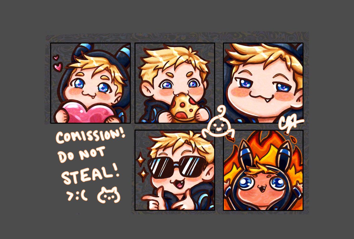 Cattachix's tweet image. Thank you again @FaceKrispy for commissioning me! Was super fun drawing this (and definitely not during class pshhh nah) #comissionart #emotes #twitch