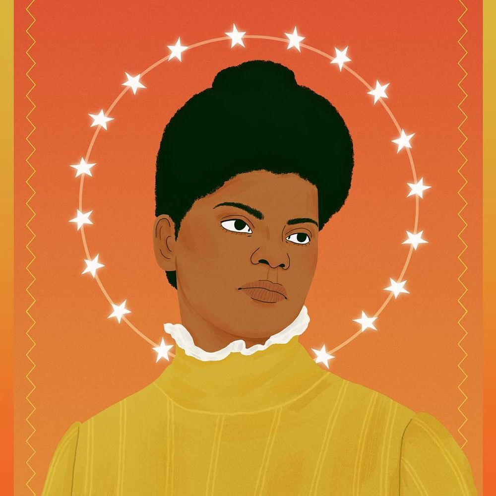 Ida B. Wells-Barnett with her children, 1909, Wells was an African-American journalist, newspaper editor, suffragist, sociologist and feminist. Illustration by Manjit Thapp #womensart