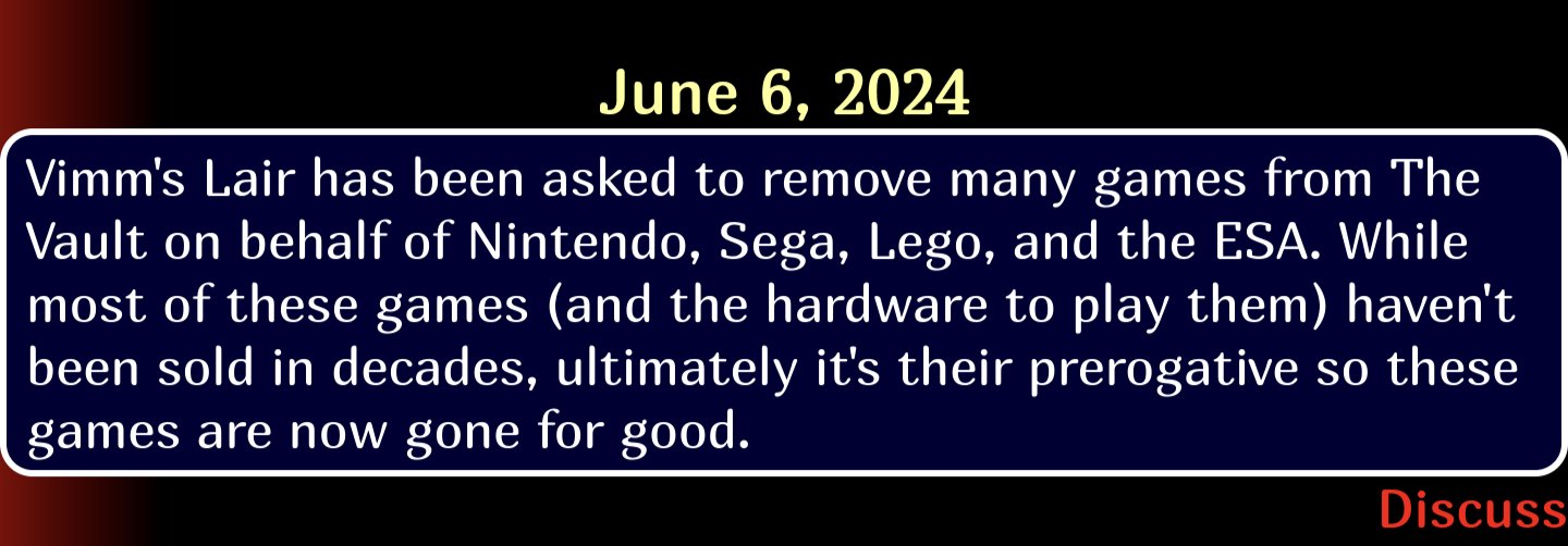 Rowan on X: “Vimm’s Lair has fallen. Billions must emulate. https