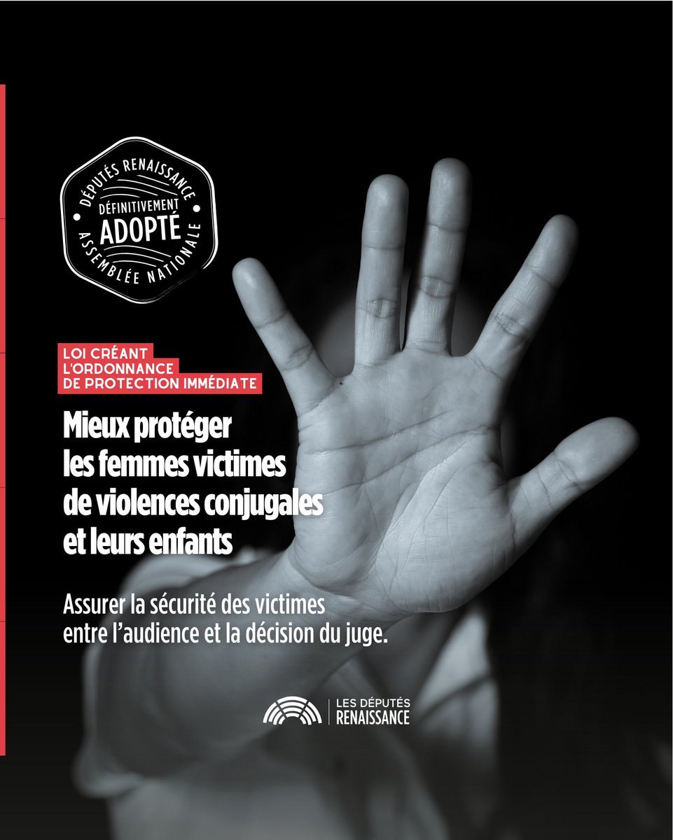 SRosRouart's tweet photo. Vote hier @AssembleeNat 
[violences conjugales]

📣 vote de la proposition de loi visant à prolonger la durée de l'ordonnance de protection et à instaurer une ordonnance provisoire de protection immédiate

📣 améliorons du dispositif existant :

- La durée #maximale de l'ordonnance de protection est étendue à 12 mois (au lieu de 6 mois actuellement)

- Une ordonnance de protection #immédiate est créée, avec une durée maximale de 6 jours, afin de mieux protéger les victimes entre les audiences et la décision du juge

- L'adresse des bénéficiaires d'une ordonnance de protection pourra être #dissimulée en cas de demande d'accès aux listes électorales

-Les sanctions pour le non-respect de l'ordonnance de protection sont #durcies

@auroreberge @EmilieChandler @E_DupondM