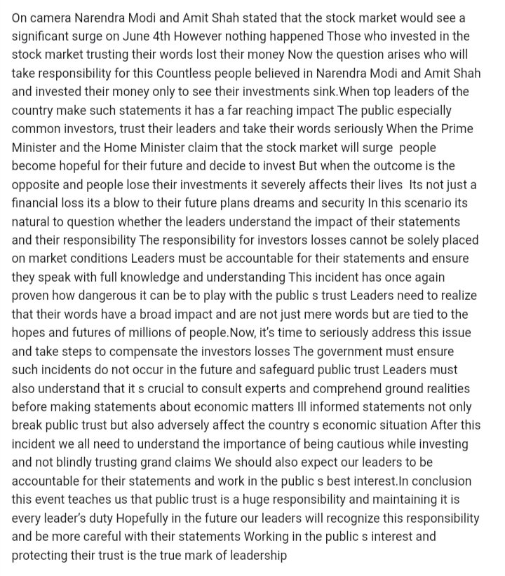 ikaramjitsingh's tweet image. Who Will Take Responsibility for Investors Losses After Modi and Shah Empty Promises💸📉 Nirmala स्मृति ईरानी शिवराज सिंह चौहान #400Paar #NEET #Bhavana Hezbollah #GoldRate चंद्रबाबू नायडू WWII