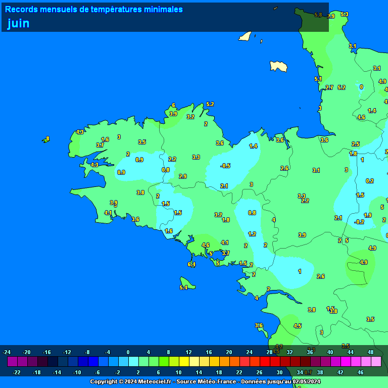 SebDecaux's tweet photo. 🌡️Température minimale : 1.7°C à #Brennilis dans le #Finistère ce 6 juin 2024. C'est très très frais !
Le record de la minimale de juin est de 0.9°C. Il date du 1er juin 222. https://t.co/RVjveZ8m80