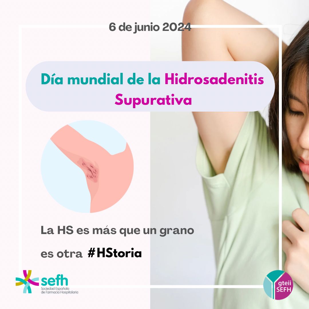 Hoy la Farmacia Hospitalaria <a href="/sefh_/">S.E.F.H</a> y el grupo de trabajo <a href="/gteii_sefh/">GTEII-SEFH</a>  se une a la celebración del día Mundial de la Hidrosadenitis supurativa #hidrosadenitis

La HS es más que un grano, es otra #HStoria

<a href="/ViviendoConHS/">hidrosadenitis.org</a> <a href="/hidrosadenitis/">ASENDHI</a> <a href="/aedv_es/">Academia Española de Dermatología y Venereología</a>

Infografía diseñada por <a href="/liesni_7/">Lidia Estrada</a>