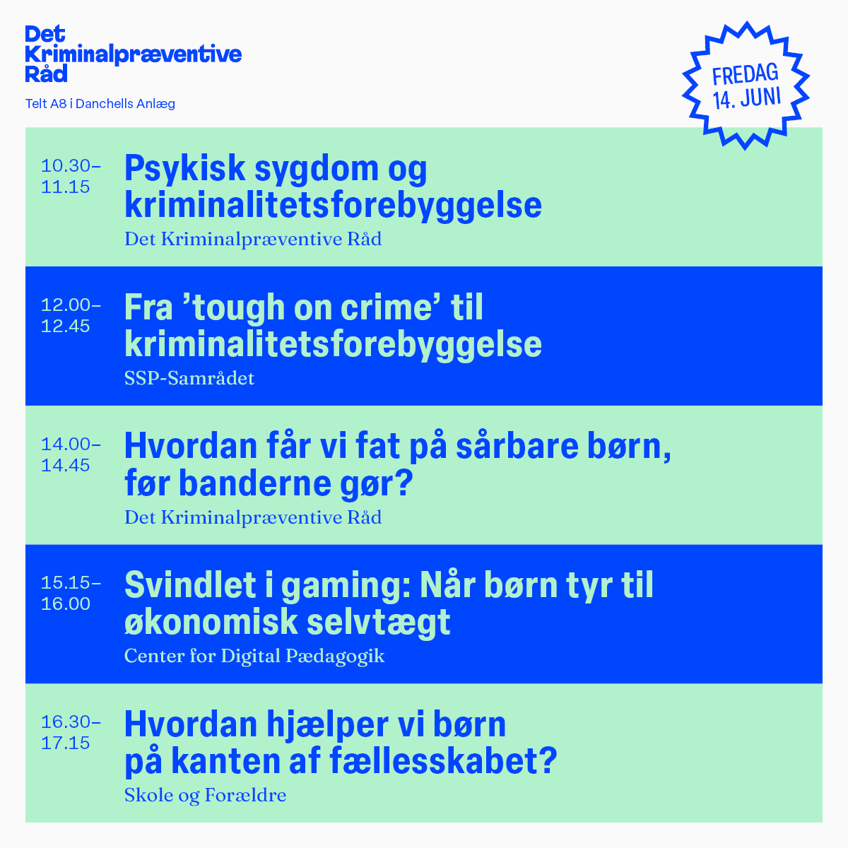 krimforebyg's tweet photo. Vi glæder os til at se jer til Folkemøde i næste uge ☀

I DKR's telt kan du finde debatter, som giver forskellige perspektiver på, hvordan vi kan forebygge kriminalitet og skabe mere tryghed. Find programmet her: https://t.co/1iysH5NIvD

Vi ses i telt A8, Danchells anlæg!