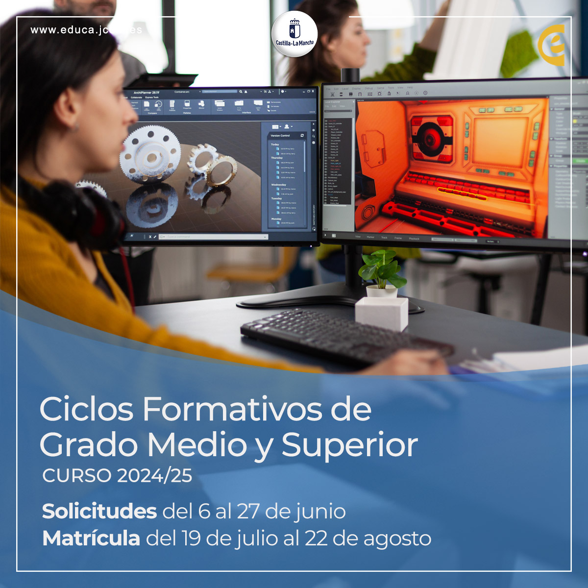 educajccm's tweet photo. 📢 El @gobjccm oferta 56.000 plazas en los procesos de admisión en los diferentes grados de #FormaciónProfesional para el curso 2024-2025

🗓️ El plazo de solicitud comienza el 6 y finaliza el 27 de junio para #FP presencial y FP de Grado Básico.

ℹ️ https://t.co/FYT1l75euQ https://t.co/CFcoY2t5hz