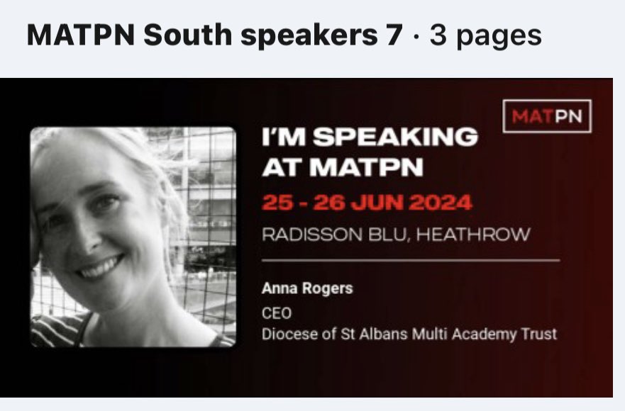 Diocese of St Albans Multi-Academy Trust (@stalbansdmat) on Twitter photo We are pleased our CEO, Anna, will be presenting <a href="/MATPartNet/">MAT Partnership Network (MATPN)</a> at Heathrow later this month. Anna will be discussing the important issue of teacher recruitment & retention. Hopefully she will be bringing back lots of other ideas too 👍. <a href="/MorrallVictoria/">Victoria Morrall NPQH, FCCT</a> <a href="/Wenlockhead/">Olivia Burke</a> <a href="/NorthillHead/">Vicki Morrall FCCT</a> We are pleased our CEO, Anna, will be presenting <a href="/MATPartNet/">MAT Partnership Network (MATPN)</a> at Heathrow later this month. Anna will be discussing the important issue of teacher recruitment & retention. Hopefully she will be bringing back lots of other ideas too 👍. <a href="/MorrallVictoria/">Victoria Morrall NPQH, FCCT</a> <a href="/Wenlockhead/">Olivia Burke</a> <a href="/NorthillHead/">Vicki Morrall FCCT</a>