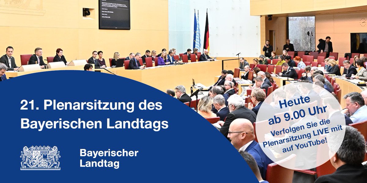 Landtag_Bayern's tweet photo. Heute in 21. Plenarsitzung #LTBY:
#Haushaltsplan 2024/2025 für Geschäftsbereiche
▶️@Finanzen_Bayern
▶️@digitalbayern
▶️Allgemeine Finanzverwaltung
Außerdem Zweite Lesungen zum
▶Finanzausgleichsänderungsgesetz 2024
▶️#Haushaltsgesetz 2024/2025
LIVE: https://t.co/i4BCBRxtPF https://t.co/Ff2NysMKH7