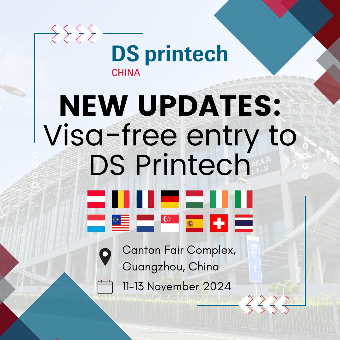 DSPrintech's tweet image. ✨🌟Exciting News for our foreign visitors! 🌟✨

Citizens from 14 countries can now enter China visa-free! Join us at DS Printech China 2024 from 11-13 November at the Canton Fair Complex. 🏙️✈️🎫