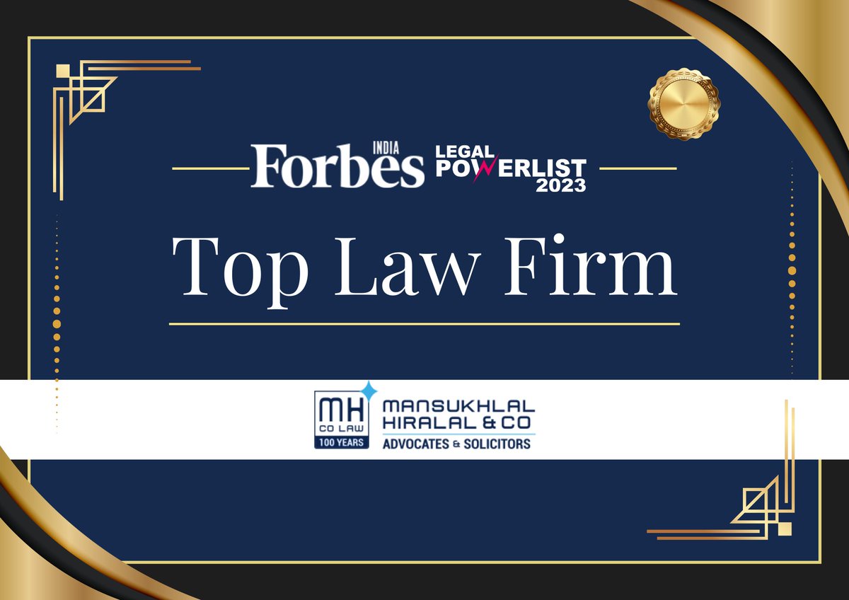 MHCOLaw's tweet photo. We are delighted to announce that Mansukhlal Hiralal &amp; Co. has been recognized amongst the Top Law Firms in the Forbes India Legal Powerlist 2023!

#Forbeslegalpowerlist2023 #toplawfirm #legalexcellence #gratitude https://t.co/xNgSw33dkh