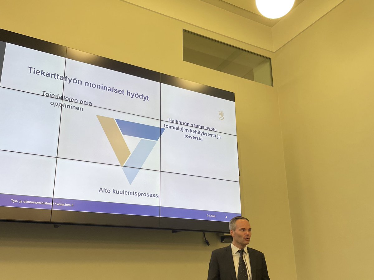 Ministeri <a href="/KaiMykkanen/">Kai Mykkänen</a> kiittää toimialoja arvokkaasta työstä vähähiilitiekarttojen laadinnassa. Sähköistyminen tärkeässä roolissa läpi toimialojen, ja mahdollisuus puhtaan sähkön tuotannon kasvattamiseen tuo Suomelle kilpailuetua. Hiilikädenjälki &amp; CCUS tärkeitä elementtejä myös!