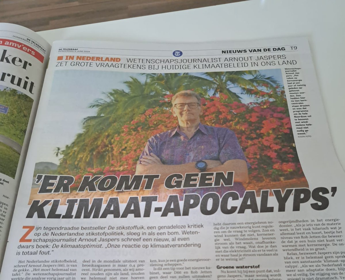 ‘Er komt géén klimaat-apocalyps’. Arnout Jaspers (De stikstoffuik) nuchtere kijk op de energietransitie. ‘De Klimaatoptimist’ nu in de winkel.
#klimaatoptimist blauwburgwal.nl/product/de-kli…