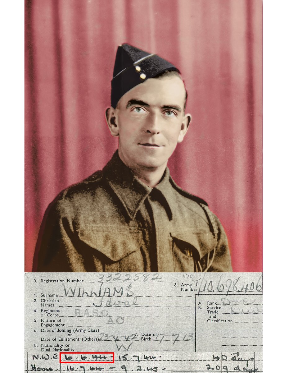 My grandfather, Driver I Williams 𝘛10698406. 80 yrs ago today, he took a trip to the seaside in northern France, a place called Sword Beach. On 15th July he was blown up during Battle of Caen, and evacuated back home.
#DdayAnniversary