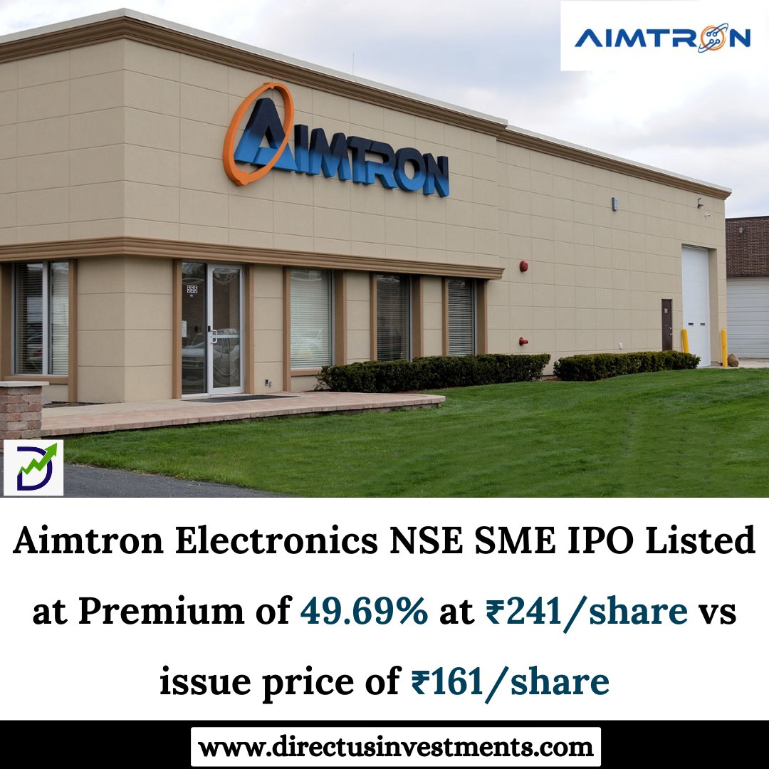MunjalMohit9870's tweet photo. Aimtron Electronics Limited IPO Details
.
https://t.co/KOz6Gv5BmZ
.
#Aimtronelectronics #iporeview #Aimtronelectronicsipo #Aimtronelectronicsiporeview #IPOnews #IPOs #IPOAlert #InvestmentOpportunity #TransformingTech #IPOannouncement #IPOFiling #ipo #directusinvestments https://t.co/0NUgbQOAxQ