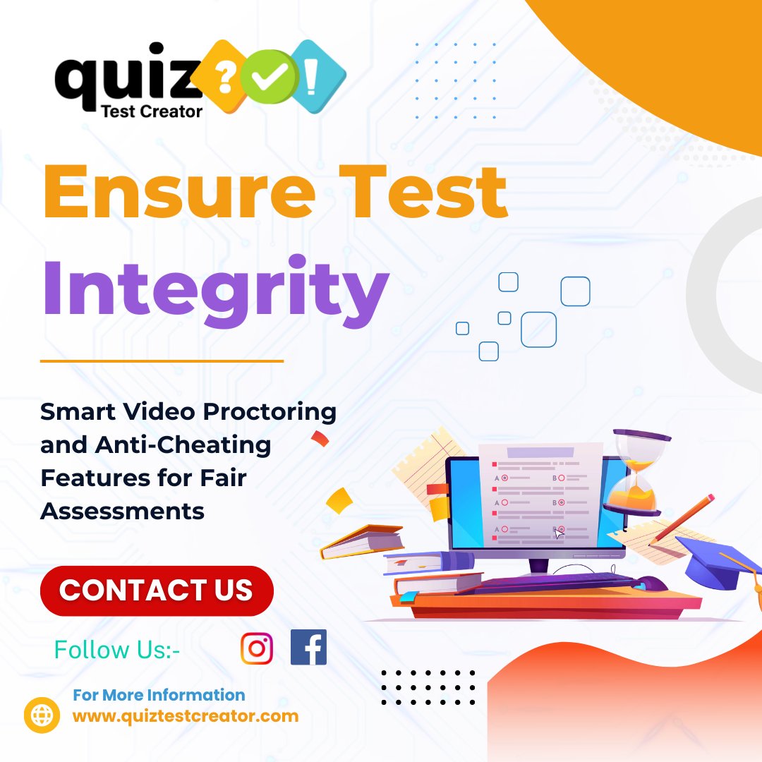 QuiztestCreator's tweet image. ✅📝 Quiz Test Creator guarantees fair and honest assessments for all your students.

Take the action -Sign Up Now!  Visit Now: quiztestcreator.com

#TestIntegrity #VideoProctoring #AntiCheating #FairAssessments #SecureExams #QuizTestCreator