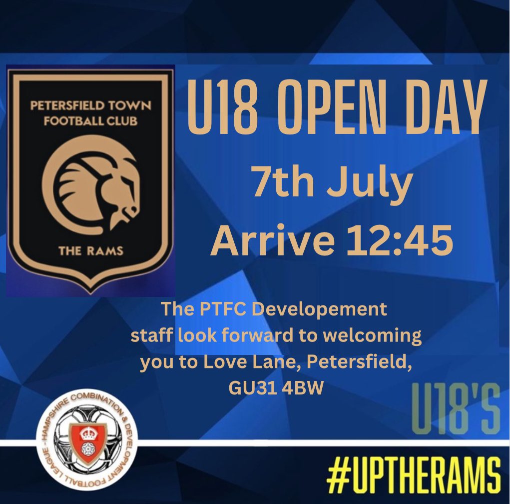 📣 PTFC will be holding an open day for U18 players. The U18’s have progressed 6 players into U23 Football last season. So if you would like to try out with a club that values young talent, we will look forward to seeing you on 7 July. 🐏