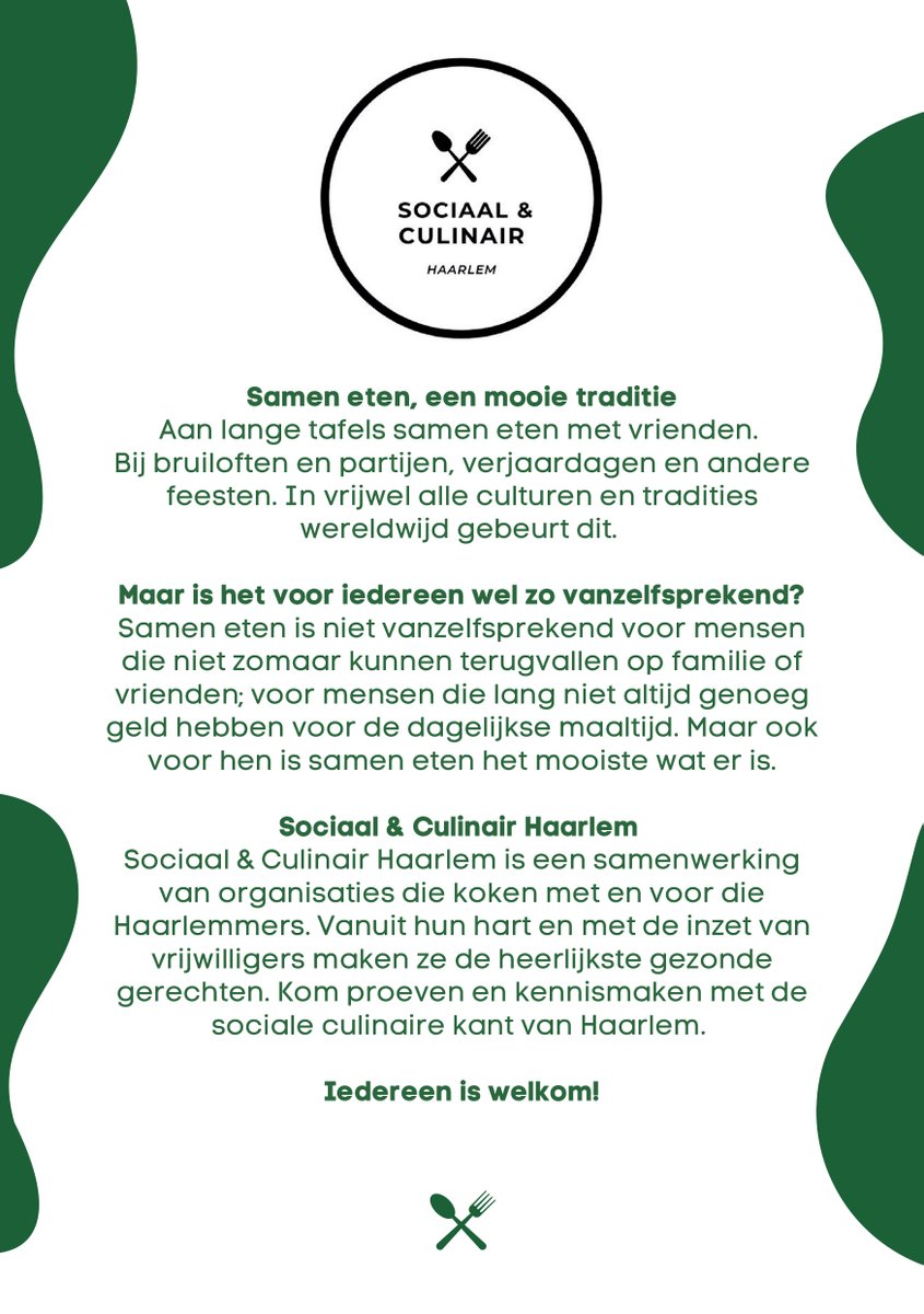 StAntoniusGem's tweet photo. Jij bent er ook bij toch? Sociaal Culinair, komende zondag, in Haarlem! https://t.co/5RdbdDHWBW