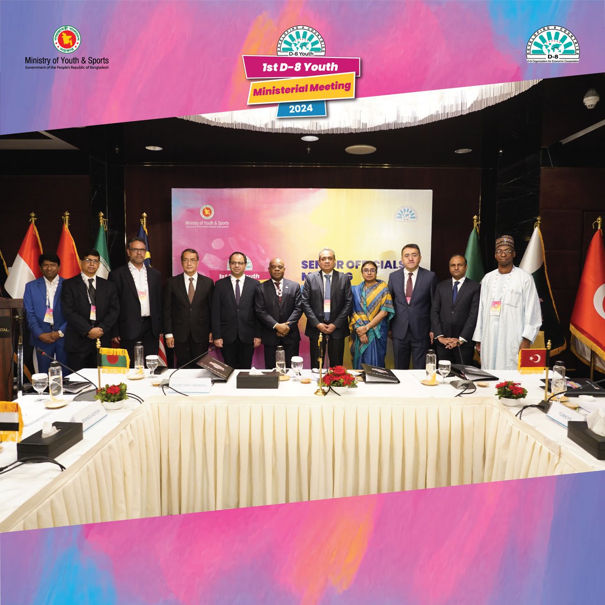 YouthPHBD's tweet photo. The Ministry of Youth and Sports, Bangladesh, has successfully hosted the 1st D-8 Youth Ministerial Meeting and Senior Officials’ Meeting on 20-21 May 2024 in Dhaka.
Here are some glimpses of the occasion.
#D8Youth #YouthPowerhouse #MoYS https://t.co/E6aoq0kGaa