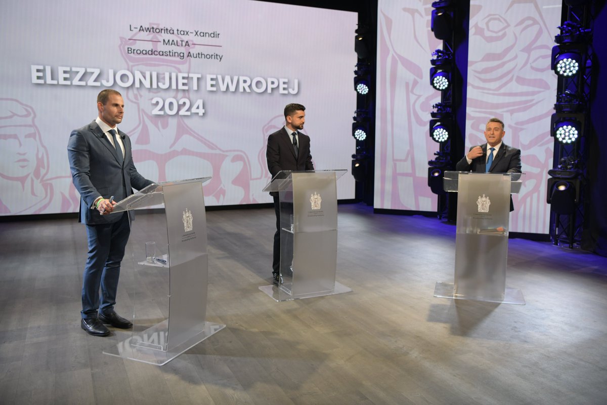 BA_MLT's tweet photo. This was the last political broadcast for the European Parliament and Local Councils Elections 2024. We would like to show our thanks to the Prime Minister and the Leader of the Opposition for their participation. 

Watch yesterday's programme here: https://t.co/FBVtg5jors https://t.co/qDmZMQugOW