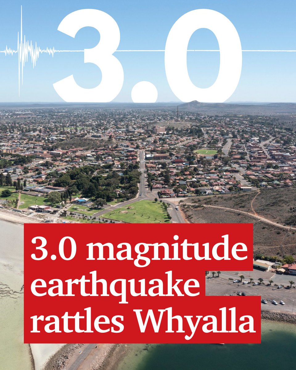 theTiser's tweet photo. A 3.0 magnitude earthquake has shaken up Whyalla.

📍 Read more: https://t.co/1Y6f0tU9uJ https://t.co/2P2h7HtqfL